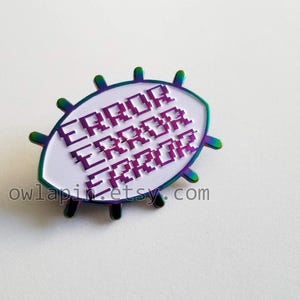 Rainbow Glitch Error Eye Enamel Pin 1.75"