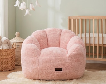 Sillón puf rosa para niños, sofá de felpa con forma de pétalo, sofá suave para niños pequeños, asiento de suelo floral acogedor para la decoración del dormitorio.