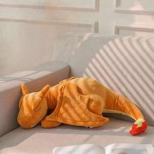 Giant Sleeping Dragon Plush | Soft Stuffed Orange Dragon Pillow, Kawaii Fantasy Plushie, Gift for Kids & Dragon Lovers