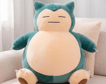 Almohada de peluche rellena de Snorlax – Cojín gigante kawaii para dormir, ideal para cama y sofá, suave y acogedor, regalo de animal de anime.