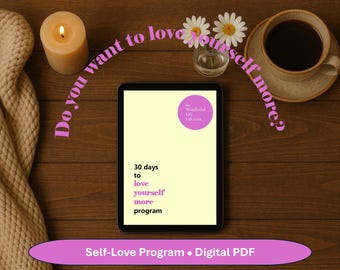 Programa 30 días para amarte más / Reto de amor propio / Ejercicios de autocuidado / Diario imprimible / PDF digital / +18