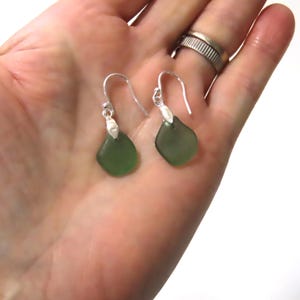 Sea Glass Earrings, Sterling Silver Earrings, Blue Green Seaglass Drop Earrings, Gift for Mom, Birthday Gift, Sea Glass Jewelry e364