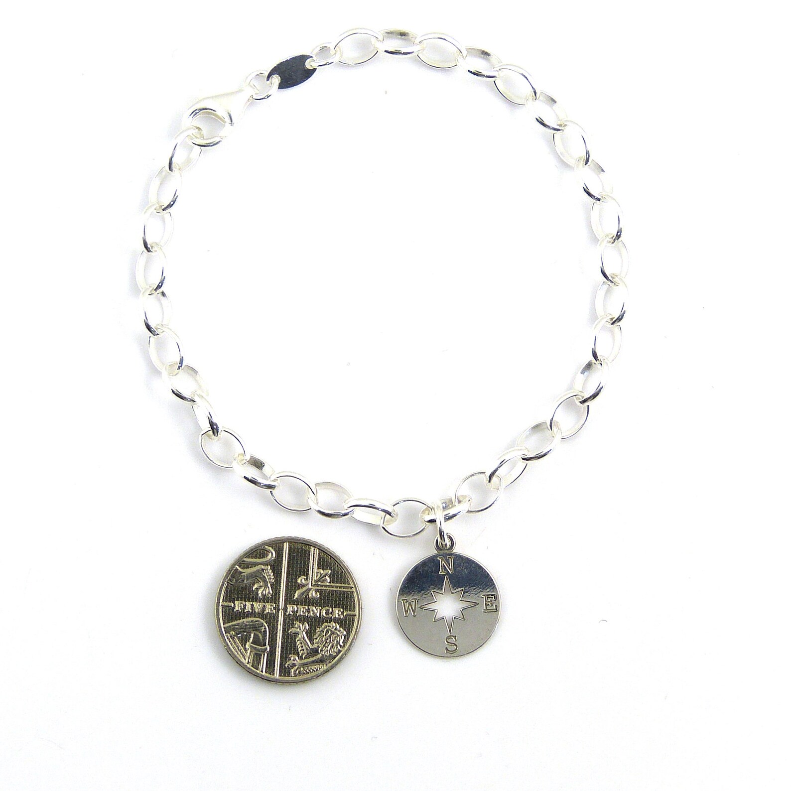 Sterling Silver Compass Bracelet Nautical Jewellery the Etsy