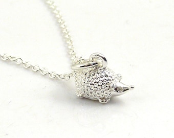 Sterling Silver Hedgehog Charm Necklace,  Nature Necklace, Hedgehog Necklace, Hedgehog Jewellery, Silver Hedgehog Necklace