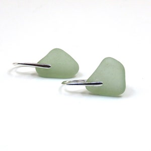 Light Teal Blue Sea Glass Sterling Silver Earrings e347 image 1