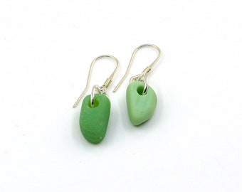 Pastel Green Milk Sea Glass Drop Earrings, Sea Glass Earrings, Sea Glass Jewellery, Glass Earrings, Sterling Silver Earrings