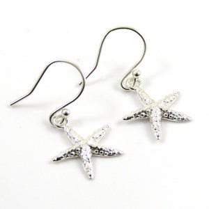 Starfish Sterling Silver Earrings Starfish Charm Earrings Birthday Gift for Friend Nature Earrings Everyday Earrings Starfish Drop Earrings image 5