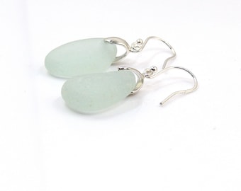 Seafoam Sea Glass, Sea Glass Earrings, Sterling Silver Earrings, Drop Earrings, Dangle Earrings, Glass Earrings, Gift Boxed  e298