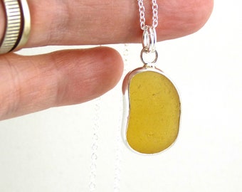 Honey Open Bezel Sea Glass Pendant, Backless Bezel, Beach Glass Necklace, Sea Glass Necklace, Mothers Day Gift, Gift for Her, CAYLA