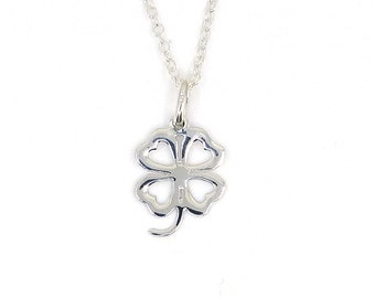 Sterling Silver Four Leaf Clover Charm Necklace