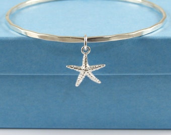 Starfish Bracelet, Starfish Bangle, Sterling Silver, Starfish Charm, Beach Jewellery, Stacking Bangle, Fast Shipping, The Strandline