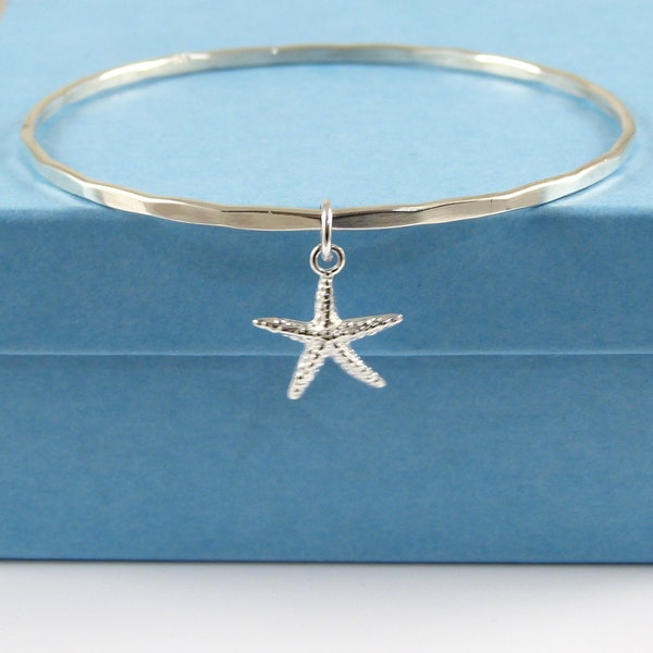 Starfish Bracelet, Starfish Bangle, Sterling Silver, Starfish Charm, Beach Jewellery, Stacking Bangle, Fast Shipping, The Strandline