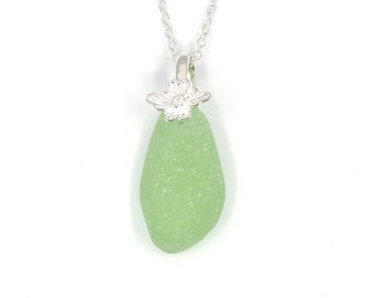 Pale Lime Green Sea Glass Necklace, The Strandline, Beach Jewelry, Seaglass Jewelry, Mermaid Jewelry, Beachgirl, Mermaid Tears DANY