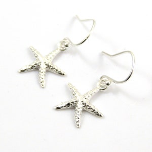 Starfish Sterling Silver Earrings Starfish Charm Earrings Birthday Gift for Friend Nature Earrings Everyday Earrings Starfish Drop Earrings image 3