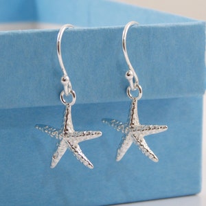 Starfish Sterling Silver Earrings Starfish Charm Earrings Birthday Gift for Friend Nature Earrings Everyday Earrings Starfish Drop Earrings image 2