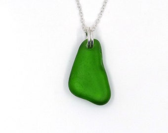 Emerald Green Sea Glass Necklace, Double Ring Necklace, Minimalist Necklace, The Strandline, 16, 18, 20, 22 or 24 inch