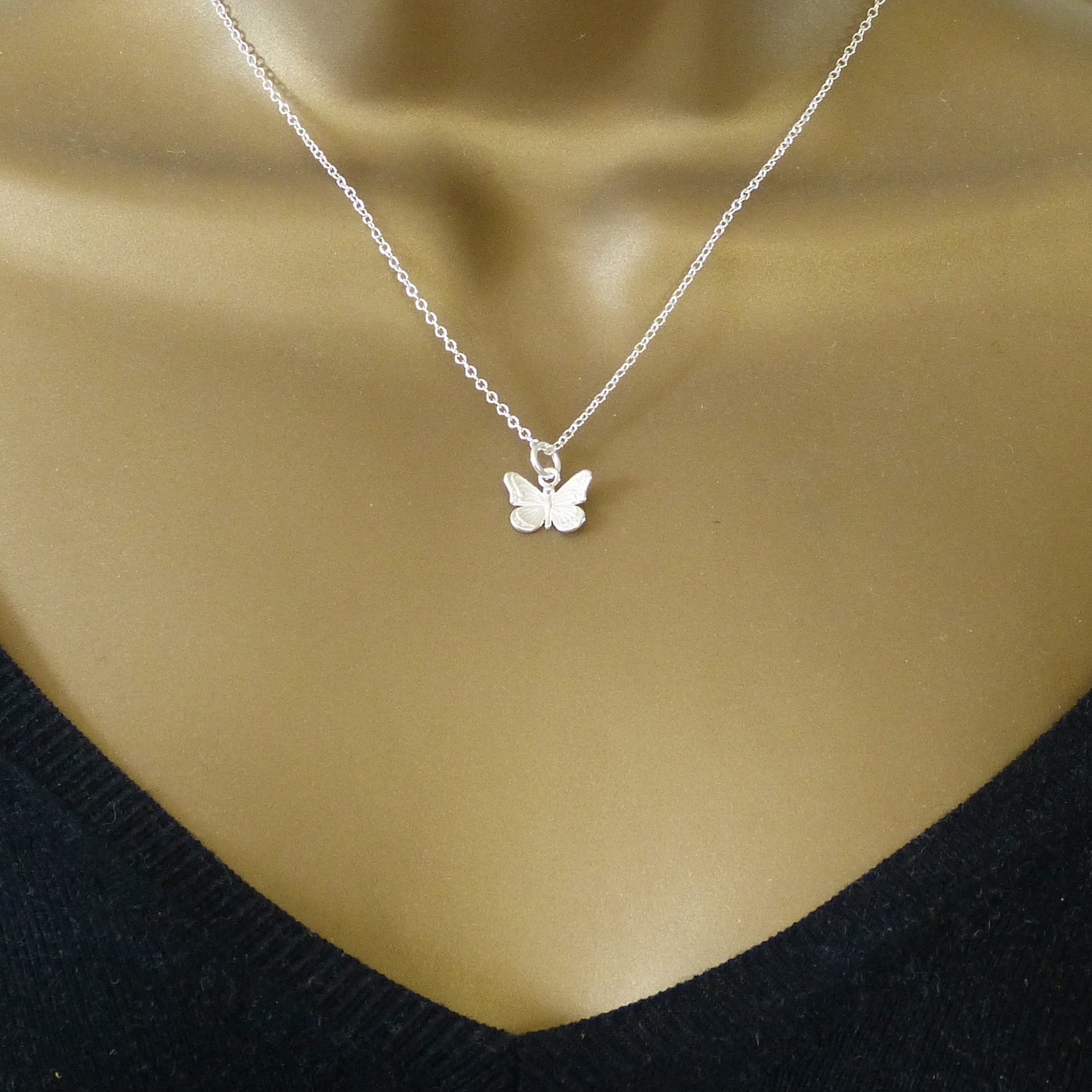 Silver Butterfly Necklace Nature Necklace Butterfly Etsy