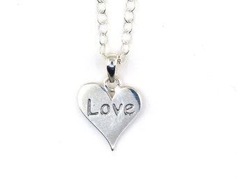 Silver Love Heart Necklace, Heart Necklace, Love Necklace, Love Jewellery, Silver Heart Necklace