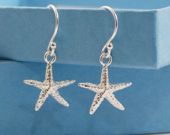 Starfish Sterling Silver Earrings Starfish Charm Earrings Birthday Gift for Friend Nature Earrings Everyday Earrings Starfish Drop Earrings