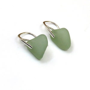 Light Teal Blue Sea Glass Sterling Silver Earrings e347 image 7