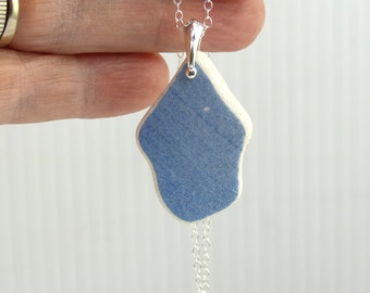 Blue and White Beach Pottery Necklace P142