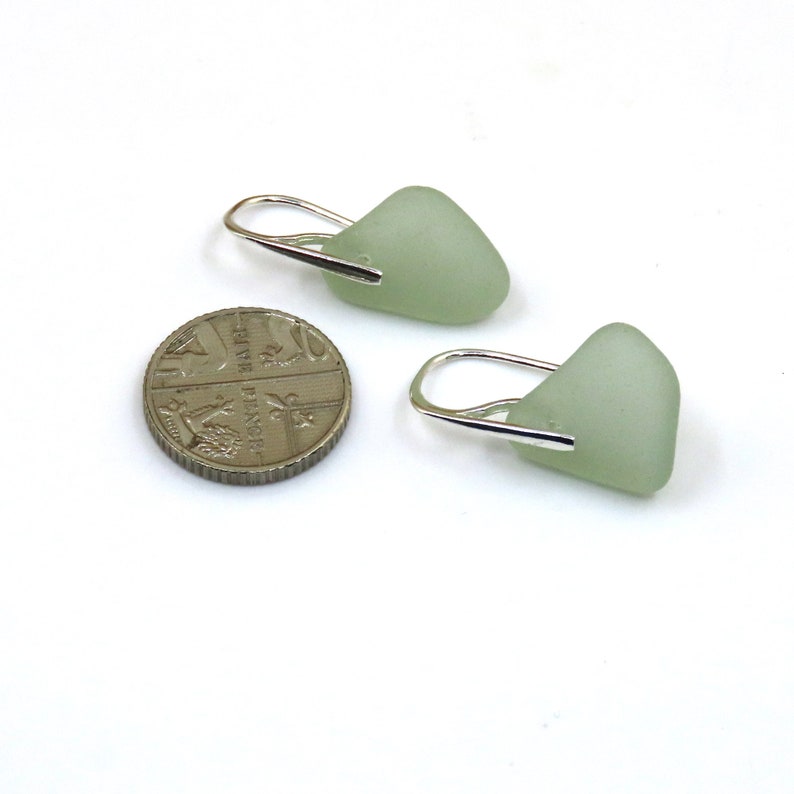 Light Teal Blue Sea Glass Sterling Silver Earrings e347 image 5