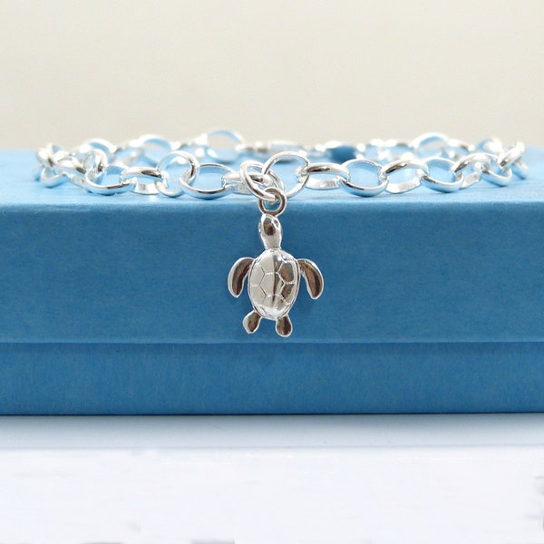 Sterling Silver Turtle Bracelet, Silver Bracelet,  Sterling Silver Bracelet, Turtle Bracelet, Nautical Jewellery