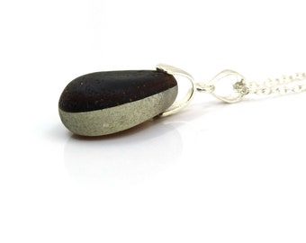 Sea Glass Necklace, Brown English Sea Glass Multi, Seaham Sea Glass, Sea Glass Pendant, Rare Sea Glass, Seaham, FREYA