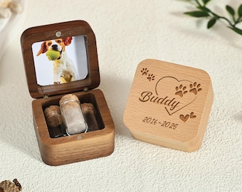 Custom Wooden Pet Memorial Box, Engraved Pet Ashes Keepsake, Personalized Dog & Cat Memory Box, Pet Fur Loss Sympathy Gift, Loving Tribute