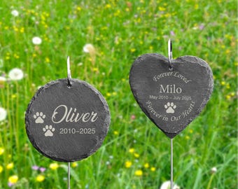 Engraved Pet Memorial Garden Stone, Dog Loss Gift, Custom Grave Sign with Pet Name and Dates, Outdoor Tribute Marker for Garden or Yard