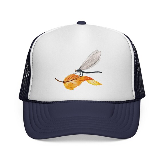 Dragonfly Trucker Hat Multi-Colored Dragonfly Patched Cotton Trucker Cap - Black  main image 4