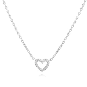 Silver and Zircon Heart Necklace | Romantic Necklace for Women | Elegant Minimalist Gift Idea