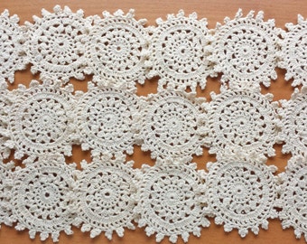 Small Vintage Doilies, 2.5 inch Handmade Lace Doilies, Wagon Wheel Style Doilies, Crochet Doilies, Mandala Doilies for Crafts, BEIGE Color