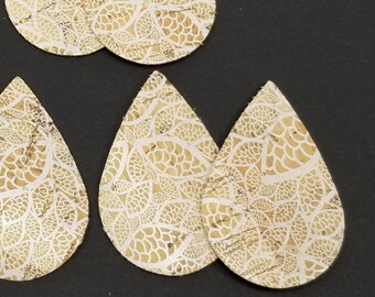 Lace Print Cork Teardrop Shapes for Earrings, Natural CORK Teardrops, 4 pairs of Teardrop Shapes, Wood Cork Teardrops, 8 pieces