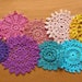 10 Rainbow Mix Hand Dyed Crochet Doilies, Small Craft Doilies, Crochet Mandala Medallions, ROYGBIV, Colorful Crafts