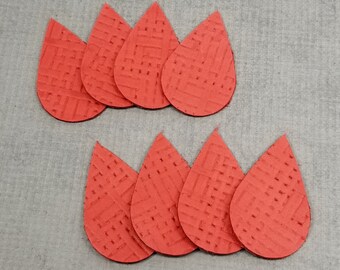 Red Woven Leather Teardrops for Earrings, 4 Pairs, Leather Cut Out Shapes, Leather Teardrops for Earrings