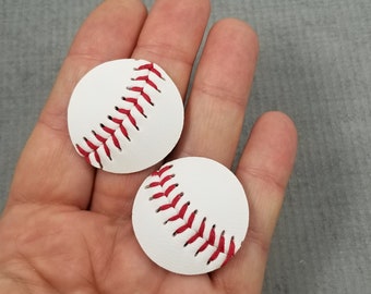 Real Baseball Rounds, Small Circles Cut from REAL Baseballs, Baseballs for Earring Making, DIY Earring Supplies, Synthetic Leather