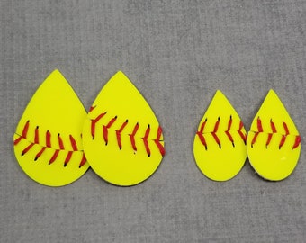 Real Softball Shapes, Small or Large Teardrops Cut from REAL Softballs, Softball for Earring Making, DIY Earring Supplies, Synthetic Leather