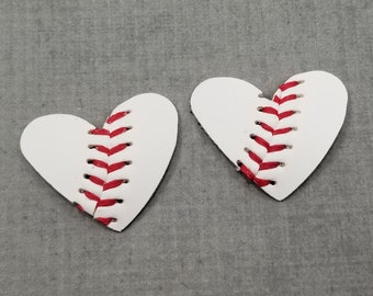 Real Baseball Shapes, Hearts Cut from REAL Baseballs, Baseball for Earring Making, DIY Earring Supplies, Synthetic Leather, Baseball Pendant