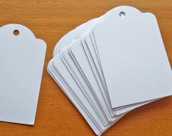 30 White Cardstock Paper Tags, Price Tags for Craft Fairs, 3 by 2 inch tags for Gifts and Product Labeling