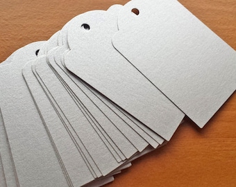 24 Metallic Silver Tags, Paper Gift Tags, Price Tags for Craft Shows, Product Tag Labels, 3 x 2 inches, Silver on Both Sides