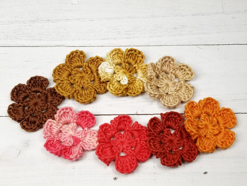 Crochet Flower Embellishments Set of 8 Hand Crocheted Etsy