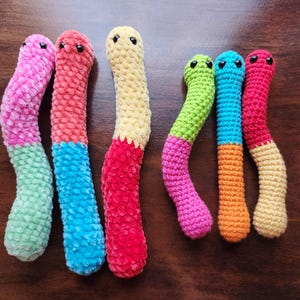 Gummy Worms Crochet Pattern, Crochet Amigurumi Pattern by Rachael's Scraps, written in US Terminology image 1