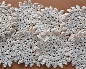 8 Beige or White Colored Vintage Crocheted Doilies, Crocheted Appliques, approx 3 to 4 inches, Crochet Mandalas