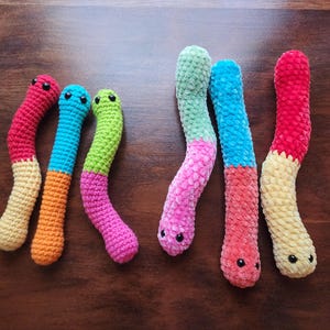 Gummy Worms Crochet Pattern, Crochet Amigurumi Pattern by Rachael's Scraps, written in US Terminology image 6