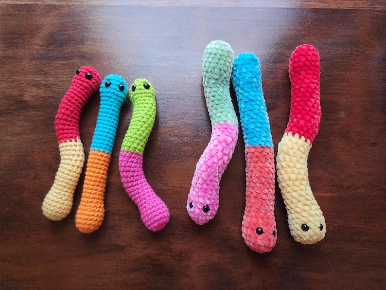 Gummy Worms Crochet Pattern, Crochet Amigurumi Pattern by Rachael's Scraps, written in US Terminology image 6