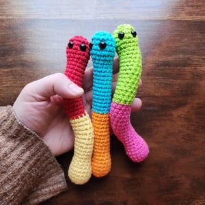 Gummy Worms Crochet Pattern, Crochet Amigurumi Pattern by Rachael's Scraps, written in US Terminology image 3