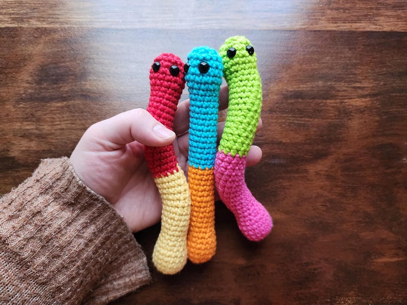 Gummy Worms Crochet Pattern, Crochet Amigurumi Pattern by Rachael's Scraps, written in US Terminology image 3