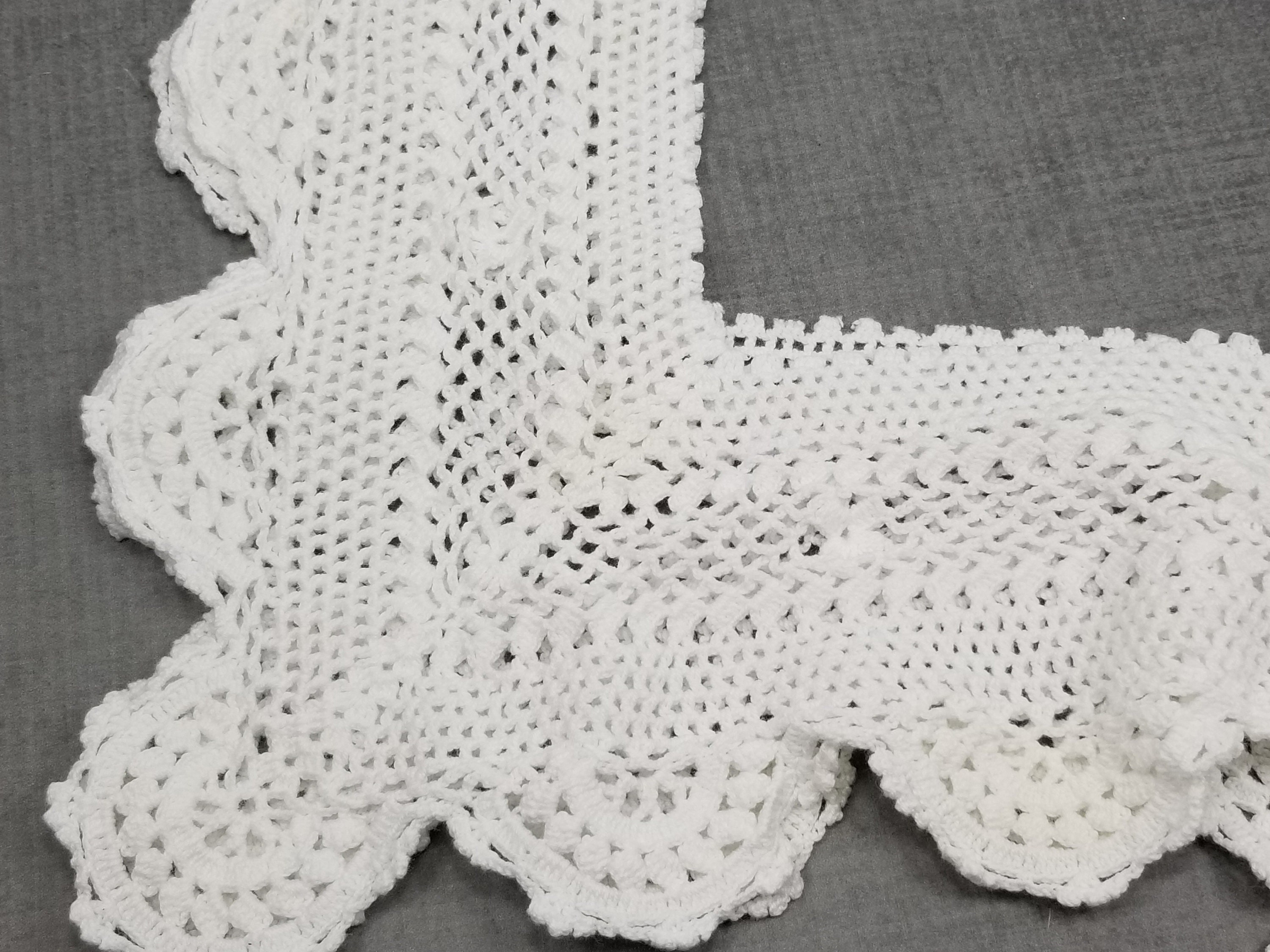Rectangular Trim Hand Crocheted Rectangular Trim Edging, Measures 20 X 58 Inches, White ...