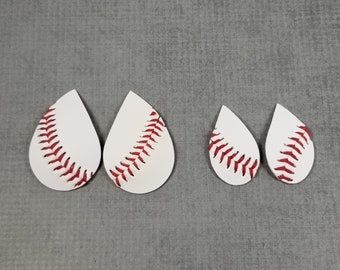 Real Baseball Shapes, Small or Large Teardrops Cut from REAL Baseballs, Baseball for Earring Making, DIY Earring Supplies, Synthetic Leather